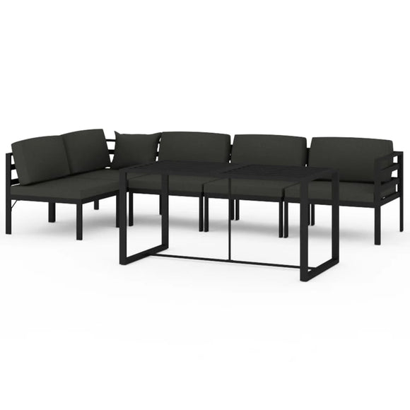 vidaXL 6-teiliges Terrassen-Lounge-Set mit Kissen Aluminium Anthrazit