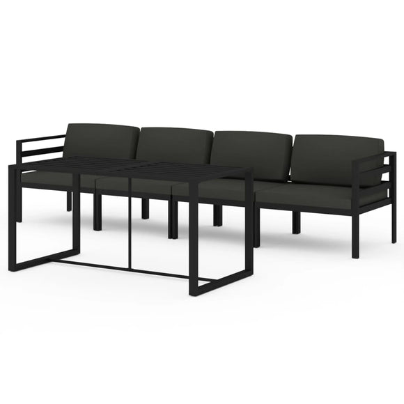 vidaXL 5-teiliges Terrassen-Lounge-Set mit Kissen Aluminium Anthrazit