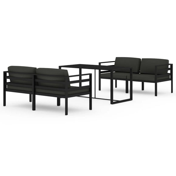 vidaXL 5-teiliges Terrassen-Lounge-Set mit Kissen Aluminium Anthrazit