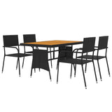 vidaXL Patio Dining Set Poly Rattan Garden Outdoor Seat 5/7 Piece Black/Gray