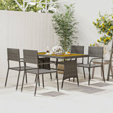 vidaXL Patio Dining Set Poly Rattan Garden Outdoor Seat 5/7 Piece Black/Gray