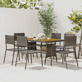 vidaXL Patio Dining Set Poly Rattan Garden Outdoor Seat 5/7 Piece Black/Gray